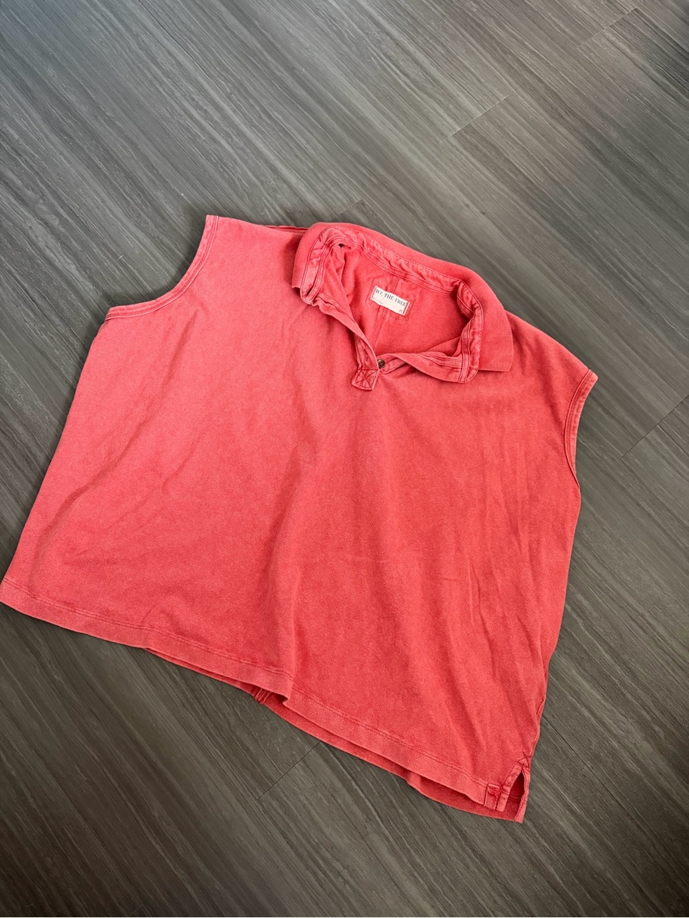 We The Free Coral Sleeveless Polo Tank Top